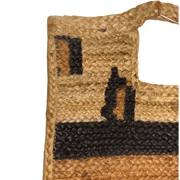 Jute Striped Bag With Cut Out Handle - Picture 4 of 5